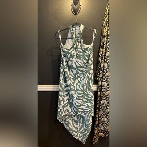 BCBG MAX AZRIA Women’s Green Halter Handkerchief Sleeveless Midi Sun Dress XS
